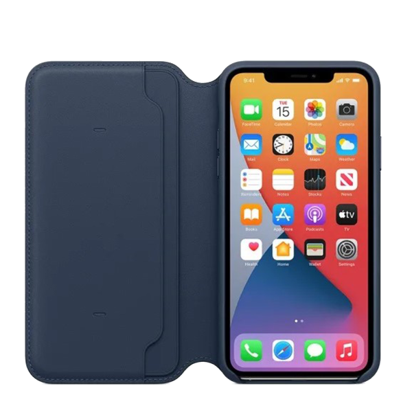 iPhone 11 Pro Max Leather Folio - Bleu foncé 