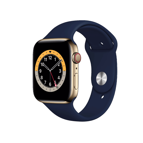 Refurbished Apple Watch Serie 6 | 44mm | Stainless Steel Or | Bracelet Sport Deep Navy | GPS | WiFi + 4G