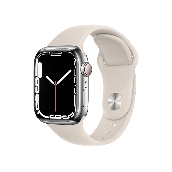 Refurbished Apple Watch Series 7 | 41mm | Stainless Steel Argent | Bracelet Sport Lumière Stellaire | GPS | WiFi + 4G