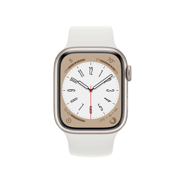 Refurbished Apple Watch Serie 8 | 41mm | Aluminium Starlight Blanc | Bracelet Sport Blanc | GPS | WiFi