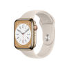 Refurbished Apple Watch Serie 8 | 45mm | Stainless Steel Or | Bracelet Sport Starlight Blanc | GPS | WiFi + 4G