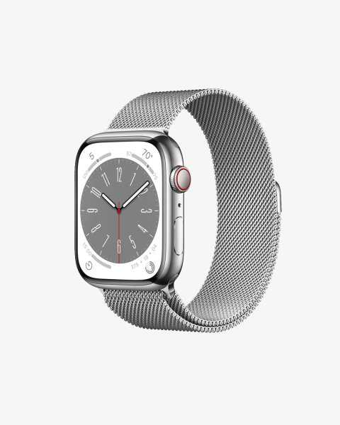 Refurbished Apple Watch Serie 8 | 45mm | Stainless Steel Argent | Bracelet Milanais Argent | GPS | WiFi + 4G