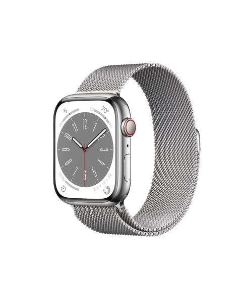 Refurbished Apple Watch Serie 8 | 45mm | Stainless Steel Argent | Bracelet Milanais Argent | GPS | WiFi + 4G