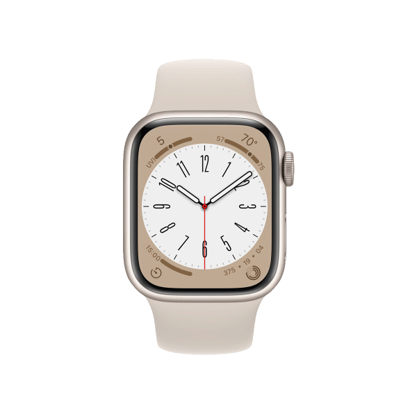 Refurbished Apple Watch Serie 8 | 41mm | Aluminium Starlight Blanc | Bracelet Sport Starlight Blanc | GPS | WiFi