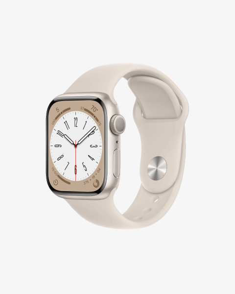 Refurbished Apple Watch Serie 8 | 41mm | Aluminium Starlight Blanc | Bracelet Sport Starlight Blanc | GPS | WiFi