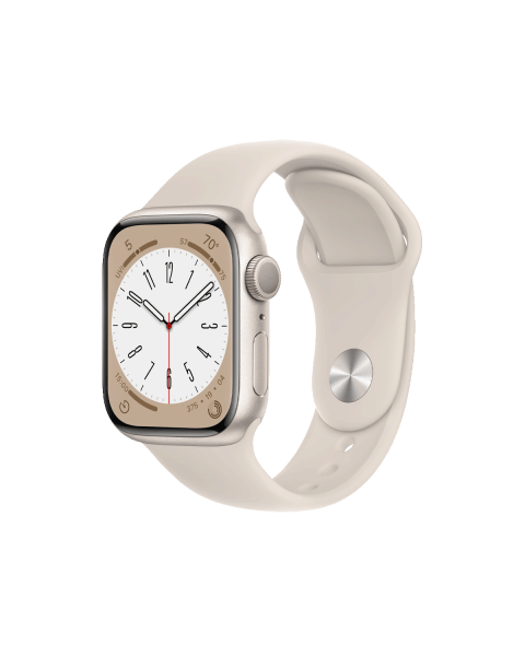 Refurbished Apple Watch Serie 8 | 41mm | Aluminium Starlight Blanc | Bracelet Sport Starlight Blanc | GPS | WiFi