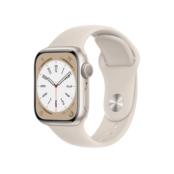 Refurbished Apple Watch Serie 8 | 41mm | Aluminium Starlight Blanc | Bracelet Sport Starlight Blanc | GPS | WiFi