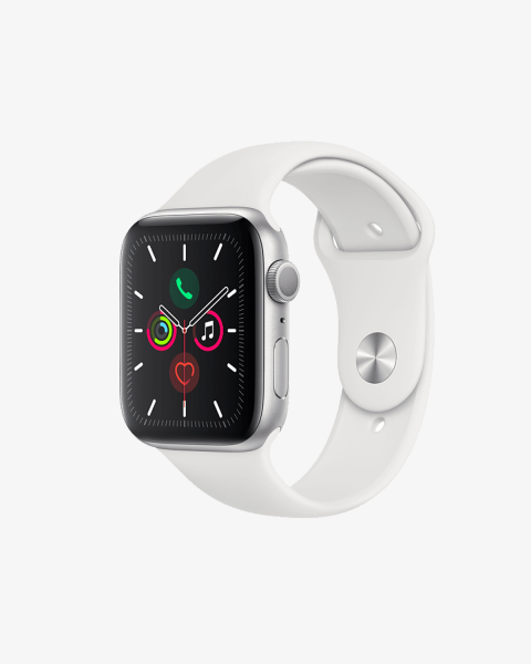 Refurbished Apple Watch Serie 5 | 44mm | Aluminium Argent | Bracelet Sport Blanc | GPS | WiFi